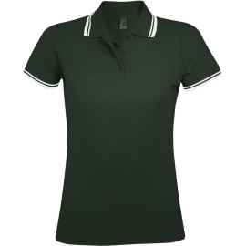 Рубашка поло женская Pasadena Women 200 с контрастной отделкой зеленая с белым, размер S, Цвет: белый, зеленый, Размер: S