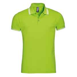 Рубашка поло мужская Pasadena Men 200 с контрастной отделкой, зеленый лайм с белым, размер S, Цвет: лайм, Размер: S
