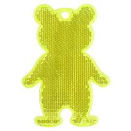 Пешеходный светоотражатель «Мишка», неон-желтый, Цвет: желтый, Размер: 7х5х0