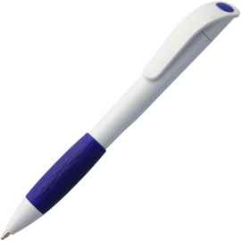Ручка шариковая Grip, белая (молочная) с синим, Цвет: синий, Размер: 13