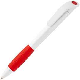 Ручка шариковая Grip, белая с красным, Цвет: красный, Размер: 13