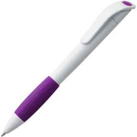 Ручка шариковая Grip, белая с фиолетовым, Цвет: фиолетовый, Размер: 13
