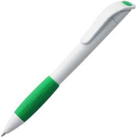 Ручка шариковая Grip, белая с зеленым, Цвет: зеленый, Размер: 13