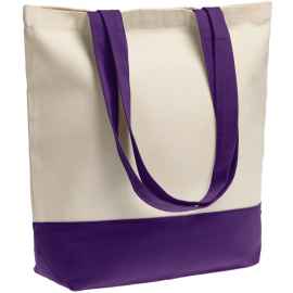 Холщовая сумка Shopaholic, фиолетовая, Цвет: фиолетовый, неокрашенный, Размер: 43,5х40,5х14 см, ручки: 69х3 см