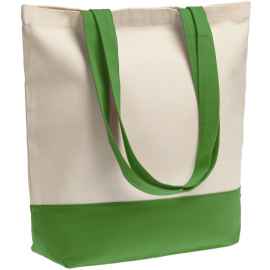 Холщовая сумка Shopaholic, ярко-зеленая, Цвет: зеленый, неокрашенный, Размер: 43,5х40,5х14 см, ручки: 69х3 см