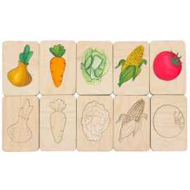 Карточки-раскраски Wood Games, овощи, Размер: карточка: 12x8 с