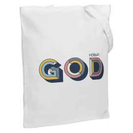 Холщовая сумка «Новый GOD», белая, Цвет: белый, Размер: 35х38х6 см