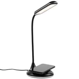 Лампа с беспроводной зарядкой Bright Helper, черная, Цвет: черный, Размер: диаметр 14 см