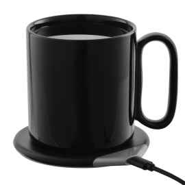 Кружка с подогревом и беспроводной зарядкой dualBase, черная, Цвет: черный, Размер: чашка: диаметр 8