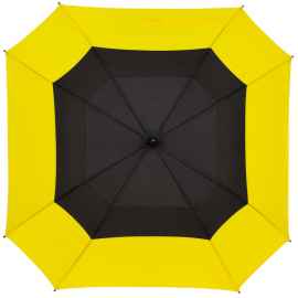Квадратный зонт-трость Octagon, черный с желтым, Цвет: желтый, Размер: длина 85 см