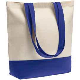Сумка для покупок на молнии Shopaholic Zip, неокрашенная с синим, Цвет: синий, Размер: 44х40х14 см