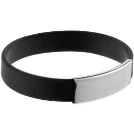 Силиконовый браслет Brisky с металлическим шильдом, черный, Цвет: черный, Размер: 20