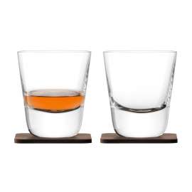 Набор из 2 стаканов Arran Whisky с деревянными подставками, Размер: диаметр 9