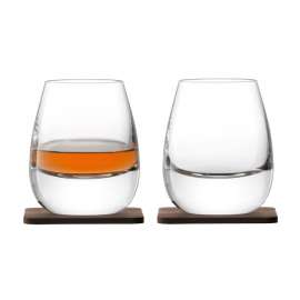 Набор из 2 стаканов Islay Whisky с деревянными подставками, Размер: диаметр 9