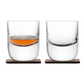 Набор из 2 стаканов Renfrew Whisky с деревянными подставками, Размер: диаметр 8
