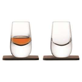Набор из 2 стопок Whisky с деревянными подставками, Размер: диаметр 5