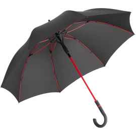 Зонт-трость с цветными спицами Color Style, красный с черной ручкой, Цвет: красный, Размер: длина 89 см