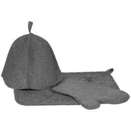 Набор для бани «Парилка», серый, Цвет: серый, Размер: шапка: клин 18х24 см