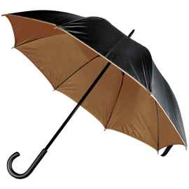 Зонт-трость Downtown, черный с коричневым, Цвет: коричневый, Размер: диаметр купола 102 см
