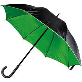 Зонт-трость Downtown, черный с зеленым, Цвет: зеленый, Размер: диаметр купола 102 см