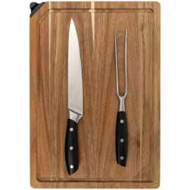 Набор для мяса Slice Twice с ножом-слайсером и вилкой, Размер: доска: 40х27