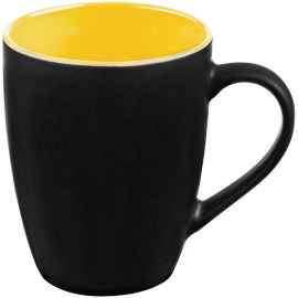 Кружка Bright Tulip, матовая, черная с желтым, Цвет: черный, желтый, Объем: 300, Размер: высота 10,5 см, диаметр 8,3 см, диаметр дна 5,5 см