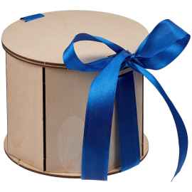 Коробка Drummer, круглая, с синей лентой, Цвет: синий, Размер: диаметр 14