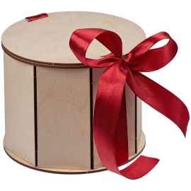 Коробка Drummer, круглая, с красной лентой, Цвет: красный, Размер: диаметр 14