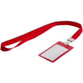 Карман для пропуска с лентой Staff, красный, Цвет: красный, Размер: карман для бейджа: 10