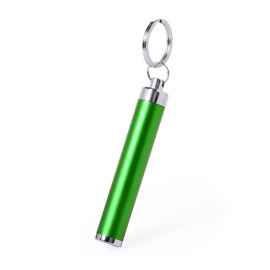 Брелок BIMOX с фонариком, зелёный, металл 8,5*d-1,4см, Цвет: зеленый