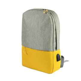 Рюкзак 'Beam', серый/желтый, 44х30х10 см, ткань верха: 100% полиамид, подкладка: 100% полиэстер, Цвет: серый, желтый, Размер: 40*30*10 см