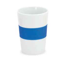 Стакан NELO, белый с синим, 350мл, 11,2х8см, тонкая керамика, силикон, Цвет: белый, синий