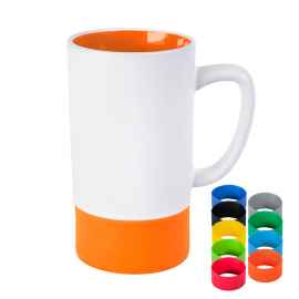 Кружка FUN2, белый с оранжевым, 470 мл, керамика, Цвет: белый, оранжевый