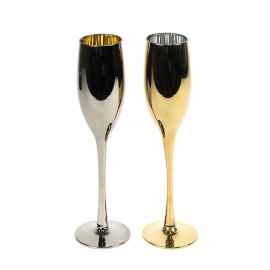 Набор бокалов для шампанского MOON&SUN (2шт), золотой и серебяный, 26,5х25,3х9,5см, стекло, Цвет: серебристый, золотистый