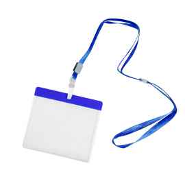 Ланъярд с держателем для бейджа MAES, синий, 11,2х0,5 см, полиэстер, пластик, тампопечать, шелкограф, Цвет: синий
