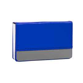 Визитница 'Горизонталь', синий, 10х6,5х1,7 см, иск. кожа, металл, лазерная гравировка, Цвет: синий