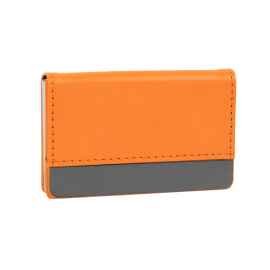 Визитница 'Горизонталь', оранжевый, 10х6,5х1,7 см, иск. кожа, металл, лазерная гравировка, Цвет: оранжевый