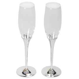 Бокалы для шампанского 'Crystal' (2шт), D=6,8см, Н=25,2см, стекло, посеребренный металл,лаковое покр, Цвет: серебристый