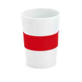 Стакан NELO, белый с красным, 350мл, 11,2х8см, тонкая керамика, силикон, Цвет: белый, красный