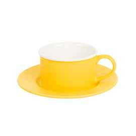 Чайная пара ICE CREAM, желтый с белым кантом, 200 мл, фарфор, Цвет: желтый, белый