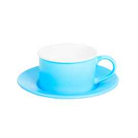 Чайная пара ICE CREAM, голубой с белым кантом, 200 мл, фарфор, Цвет: голубой, белый