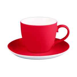 Чайная пара TENDER, 250 мл, красный, фарфор, прорезиненное покрытие, Цвет: красный
