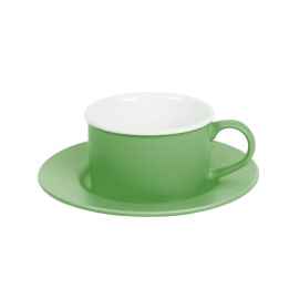 Чайная пара ICE CREAM, зеленый с белым кантом, 200 мл, фарфор, Цвет: зеленый, белый