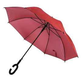 Зонт-трость HALRUM,  полуавтомат, красный, D=105 см, нейлон, пластик, Цвет: красный