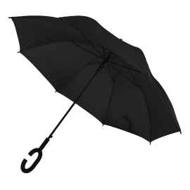 Зонт-трость HALRUM,  полуавтомат, черный, D=105 см, нейлон, пластик, Цвет: Чёрный