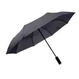 Зонт PRESTON складной с ручкой-фонариком, полуавтомат, темно-серый, D=100 см, нейлон, Цвет: темно-серый