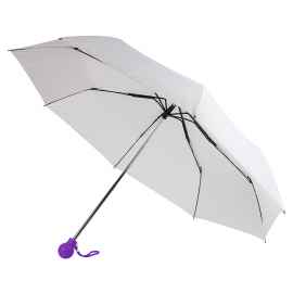 Зонт складной FANTASIA, механический, белый с фиолетовой ручкой, Цвет: белый, фиолетовый