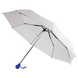 Зонт складной FANTASIA, механический, белый с синей ручкой, Цвет: белый, синий