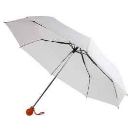 Зонт складной FANTASIA, механический, белый со светло-коричневой ручкой, Цвет: белый, светло-коричневый