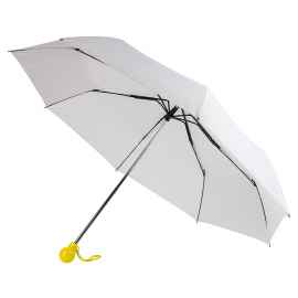 Зонт складной FANTASIA, механический, белый с желтой ручкой, Цвет: белый, желтый